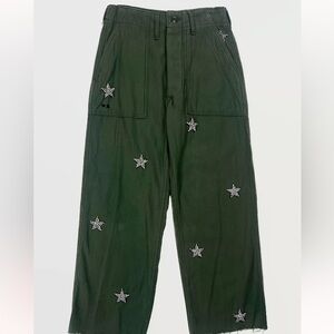 Vintage rank and sugar  Dark Green Star-Patterned Cargo Pants